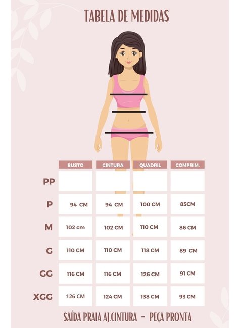 medidas saida praia ajuste cintura
