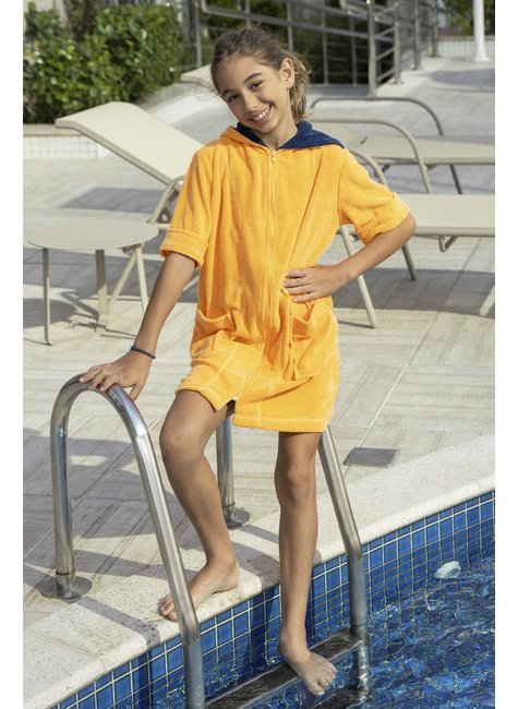 roupao infantil com ziper e capuz amarelo2