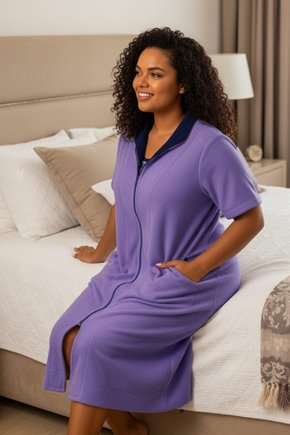 roupao plus size midi manga curta lilas2