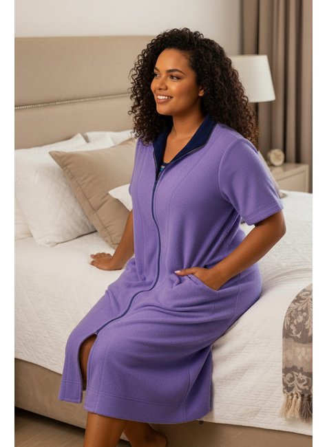 roupao plus size midi manga curta lilas2