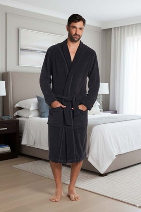 roupao de banho masc preto longo